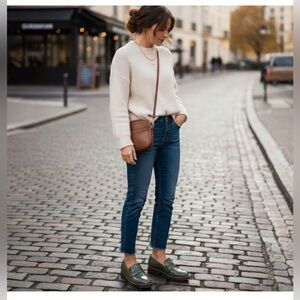 Vionic Cheryl Olive Green Glossy Patent Leather Versatile Penny Loafers Size 8